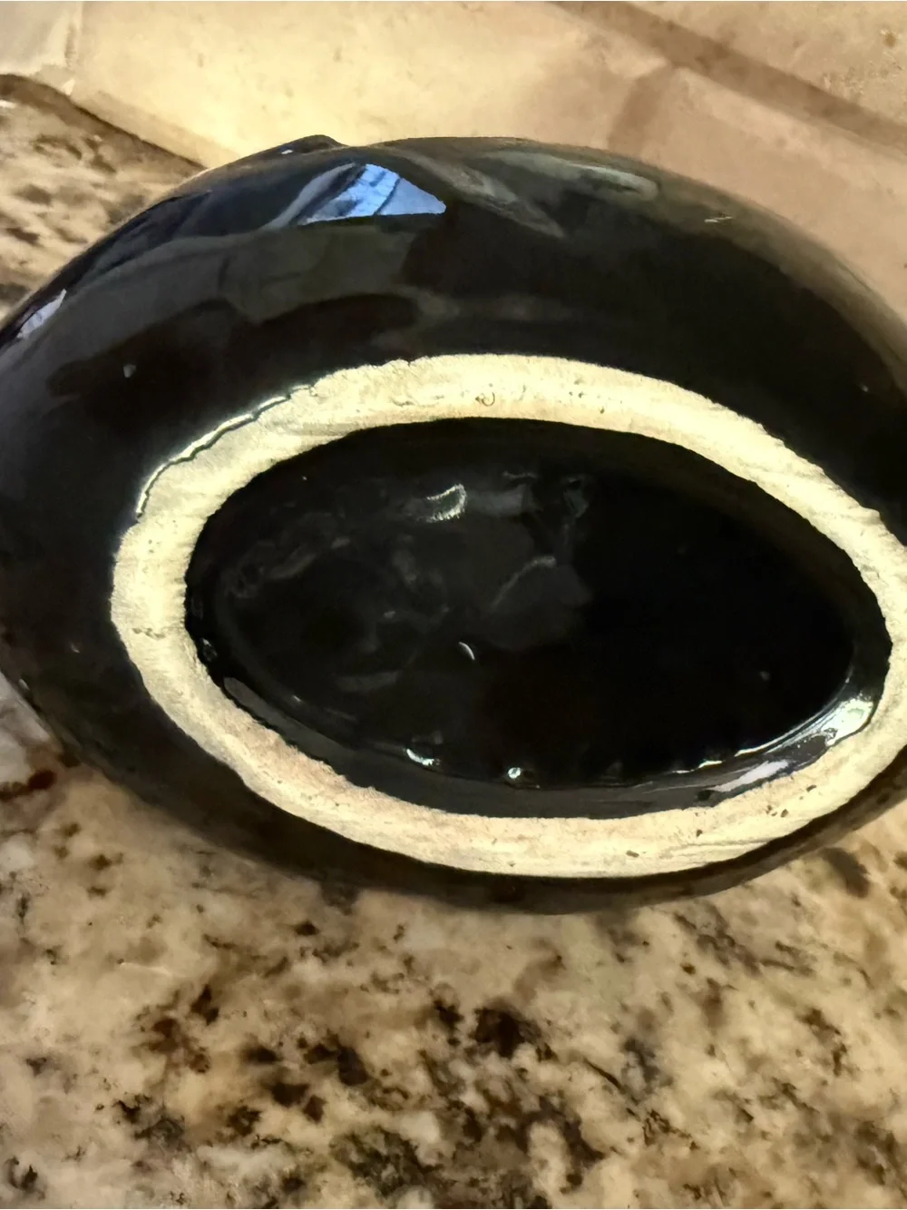 Black Ceramic Swan Figurine with Pink Beak